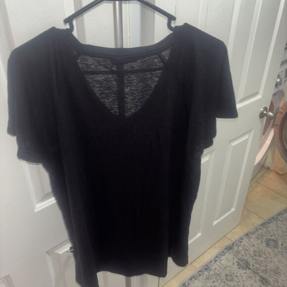 Old Navy Women's Black Shirt Low Cut Neck Short Sleeve Size Small - Picture 3 of 3